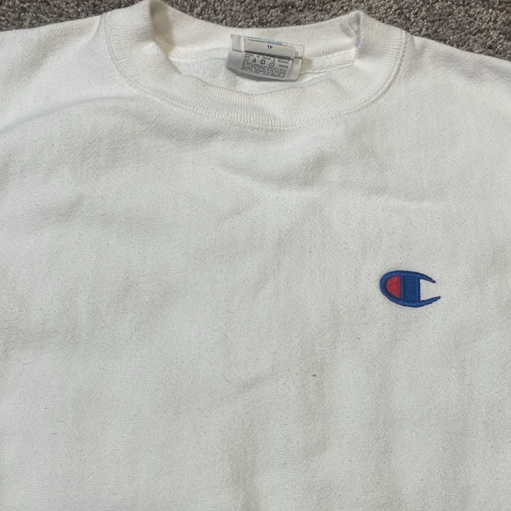 White Champion cropped crew neck sweatshirt - Picture 2 of 4